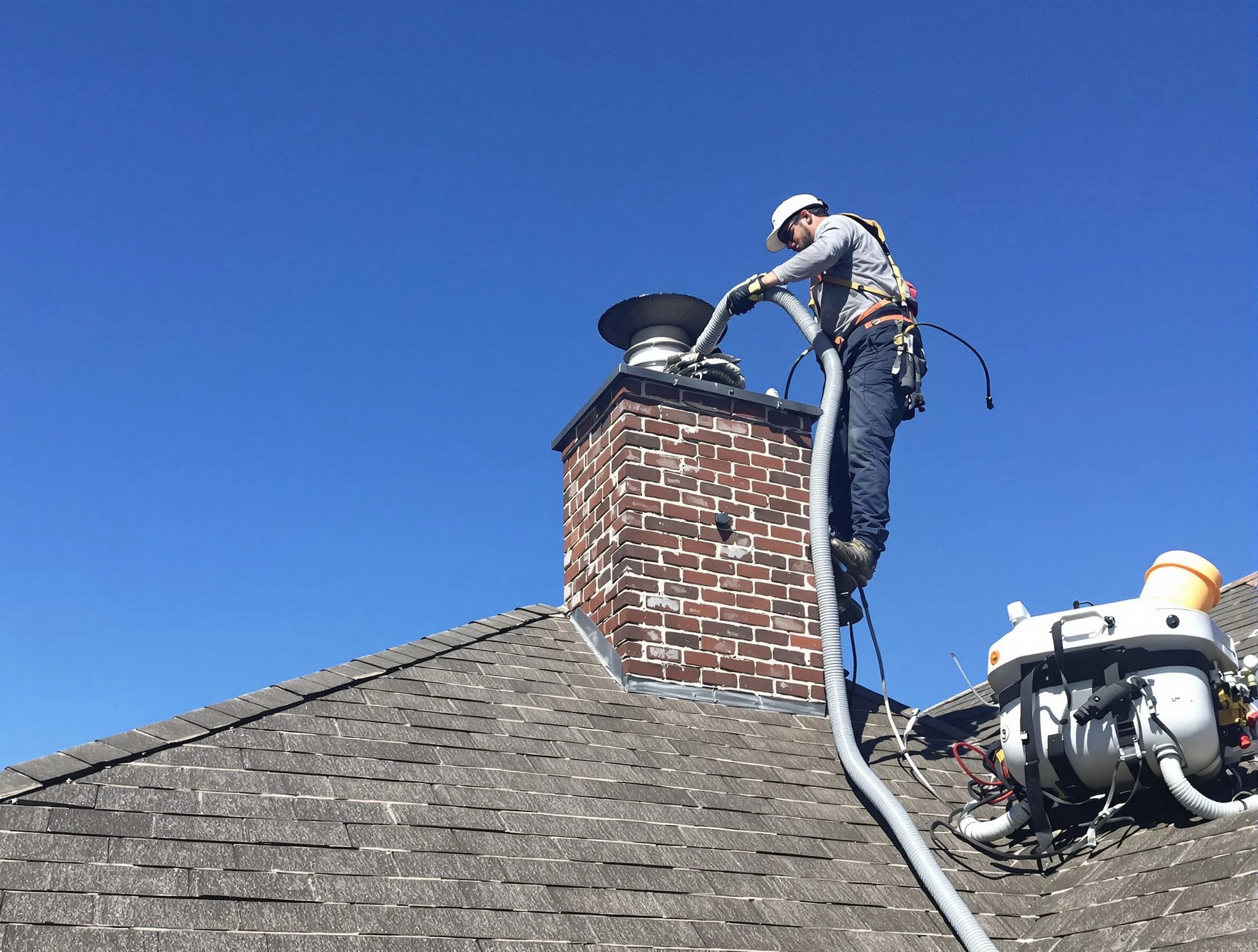 Dedicated Mableton Chimney Sweep team member cleaning a chimney in Mableton, GA