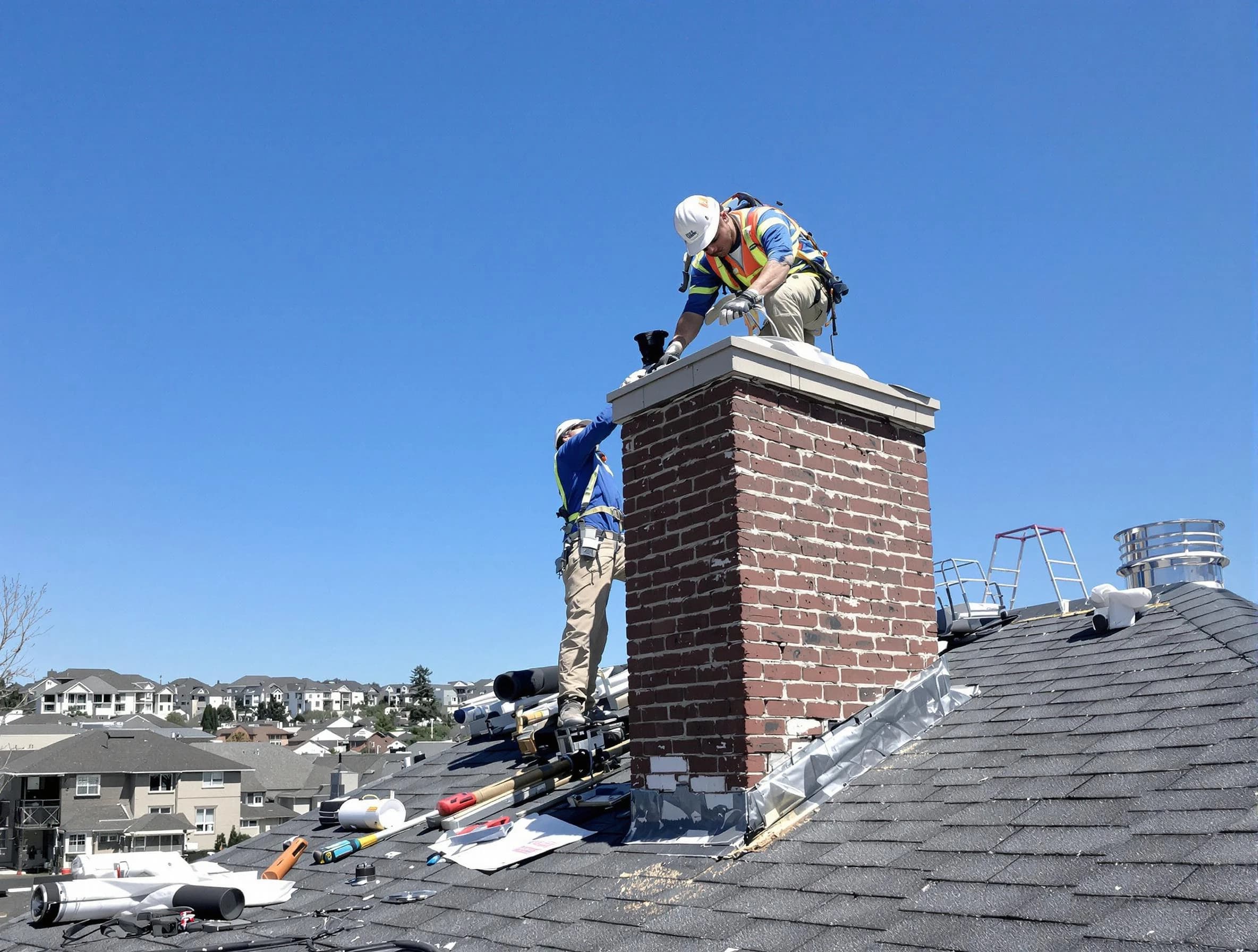 Mableton Chimney Sweep repairing a chimney crown in Mableton, GA