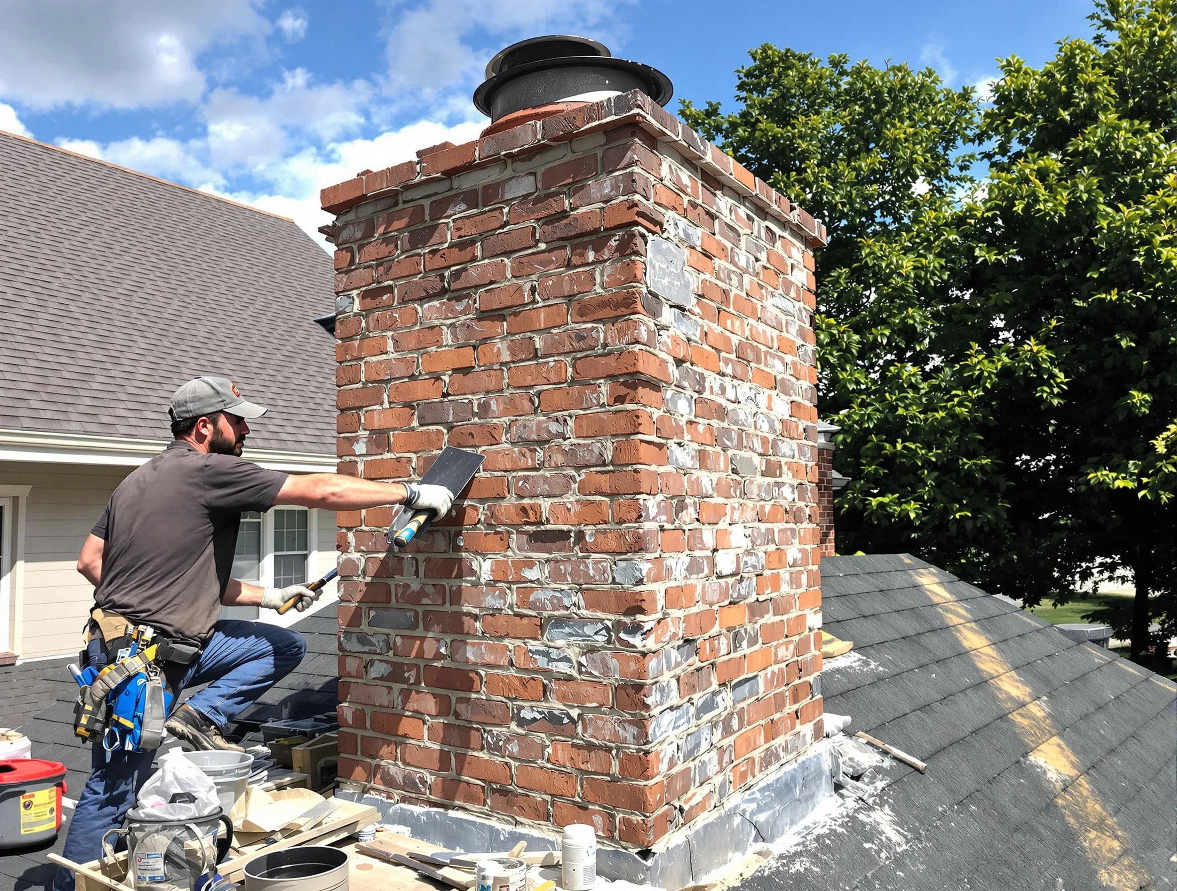 Completed chimney rebuild by Mableton Chimney Sweep in Mableton, GA