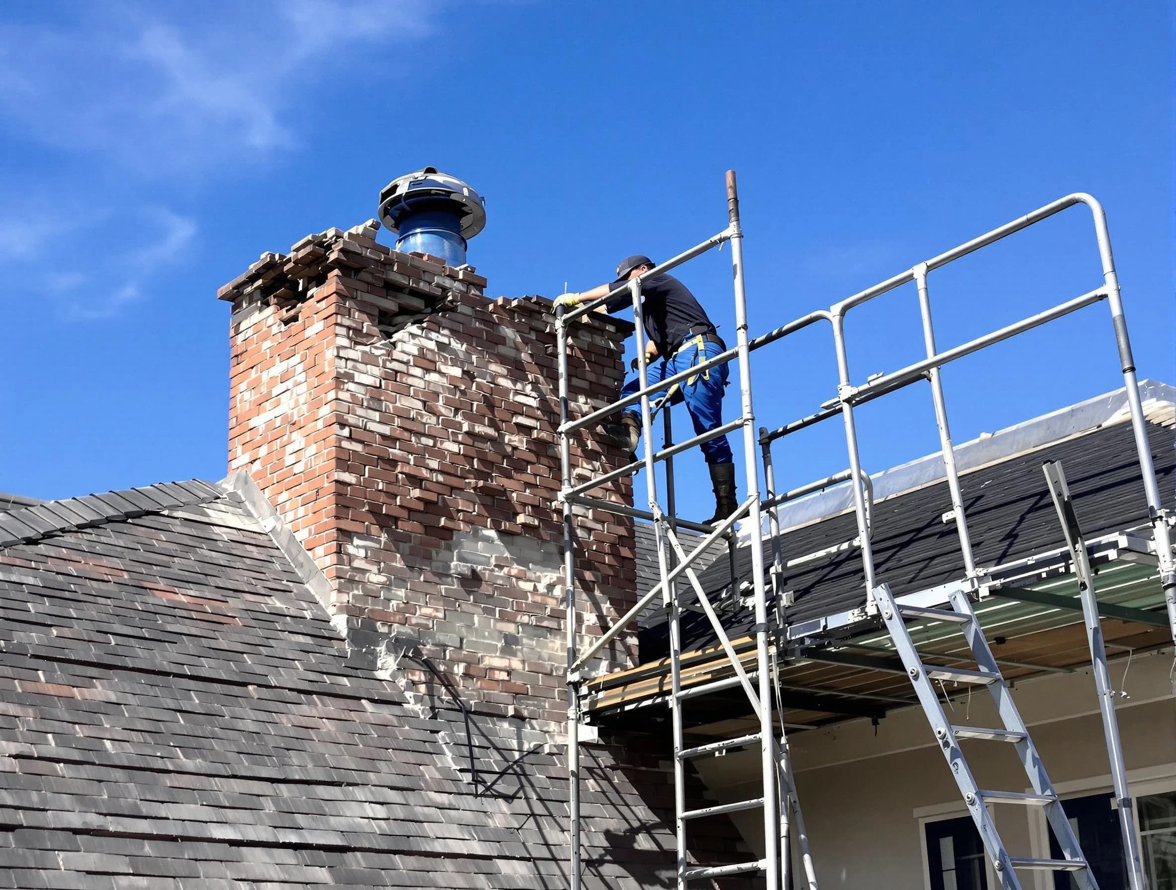 Rebuilding a chimney structure by Mableton Chimney Sweep in Mableton, GA
