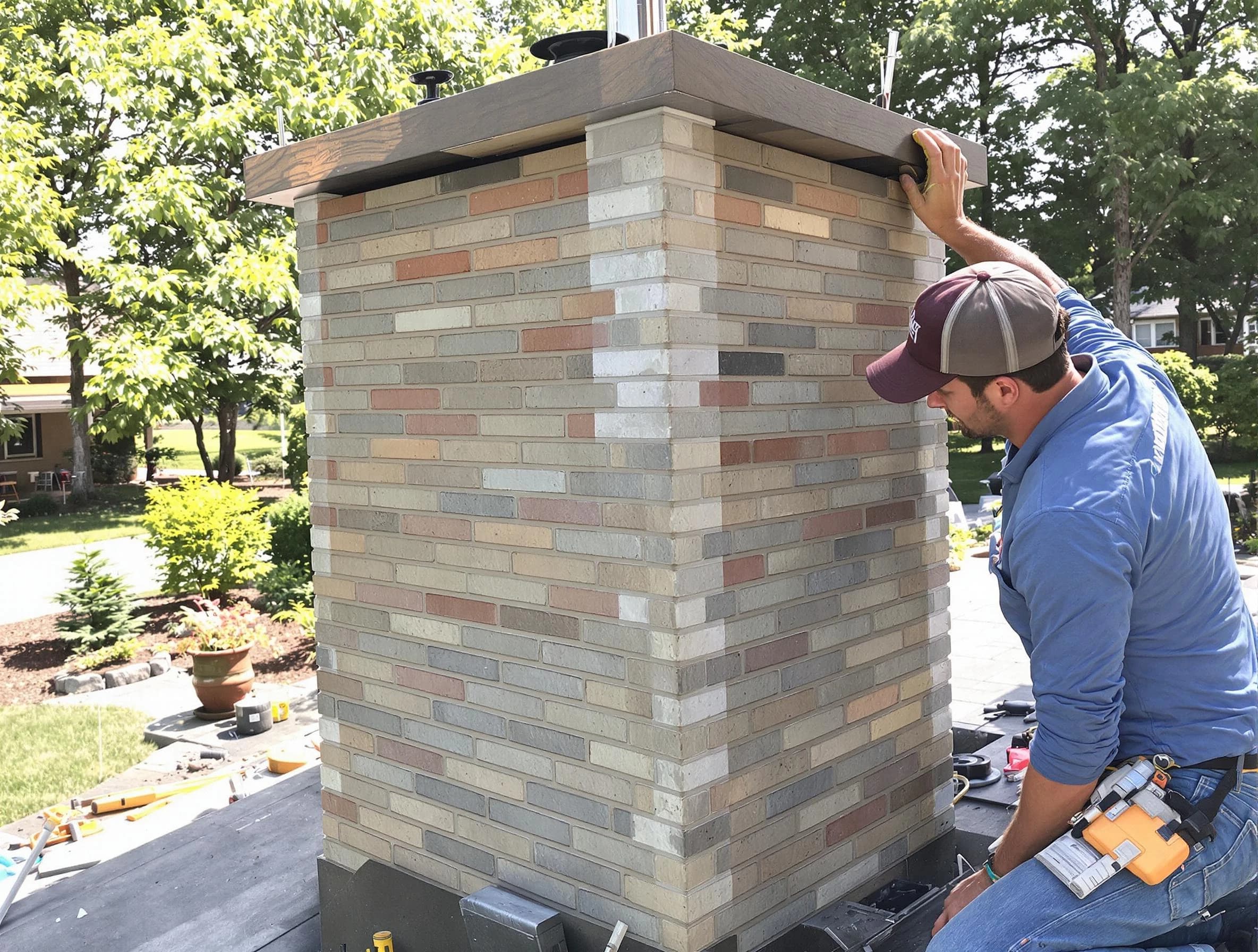 Mableton Chimney Sweep completing a modern chimney remodel in Mableton, GA