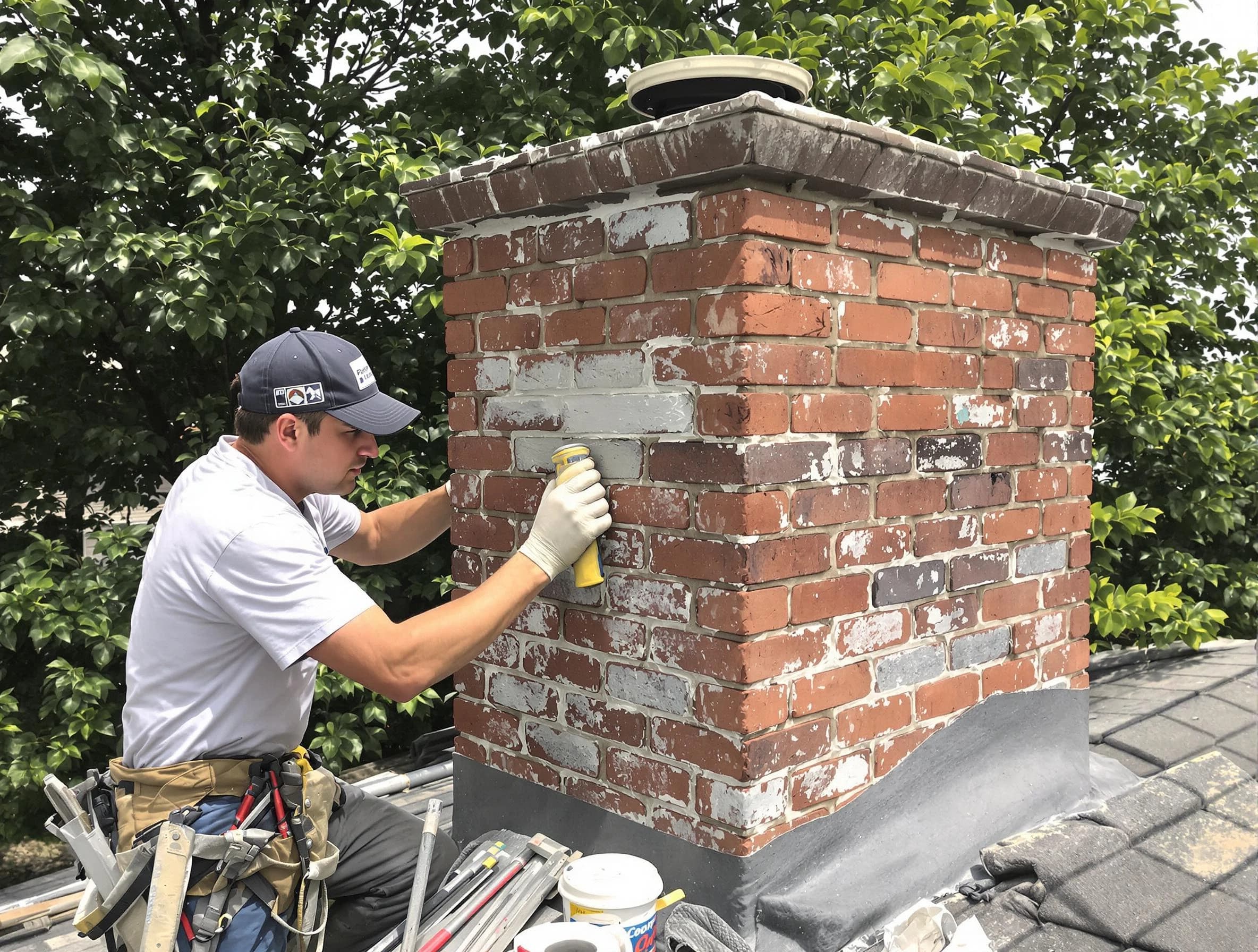 Mableton Chimney Sweep restoring an aging chimney in Mableton, GA
