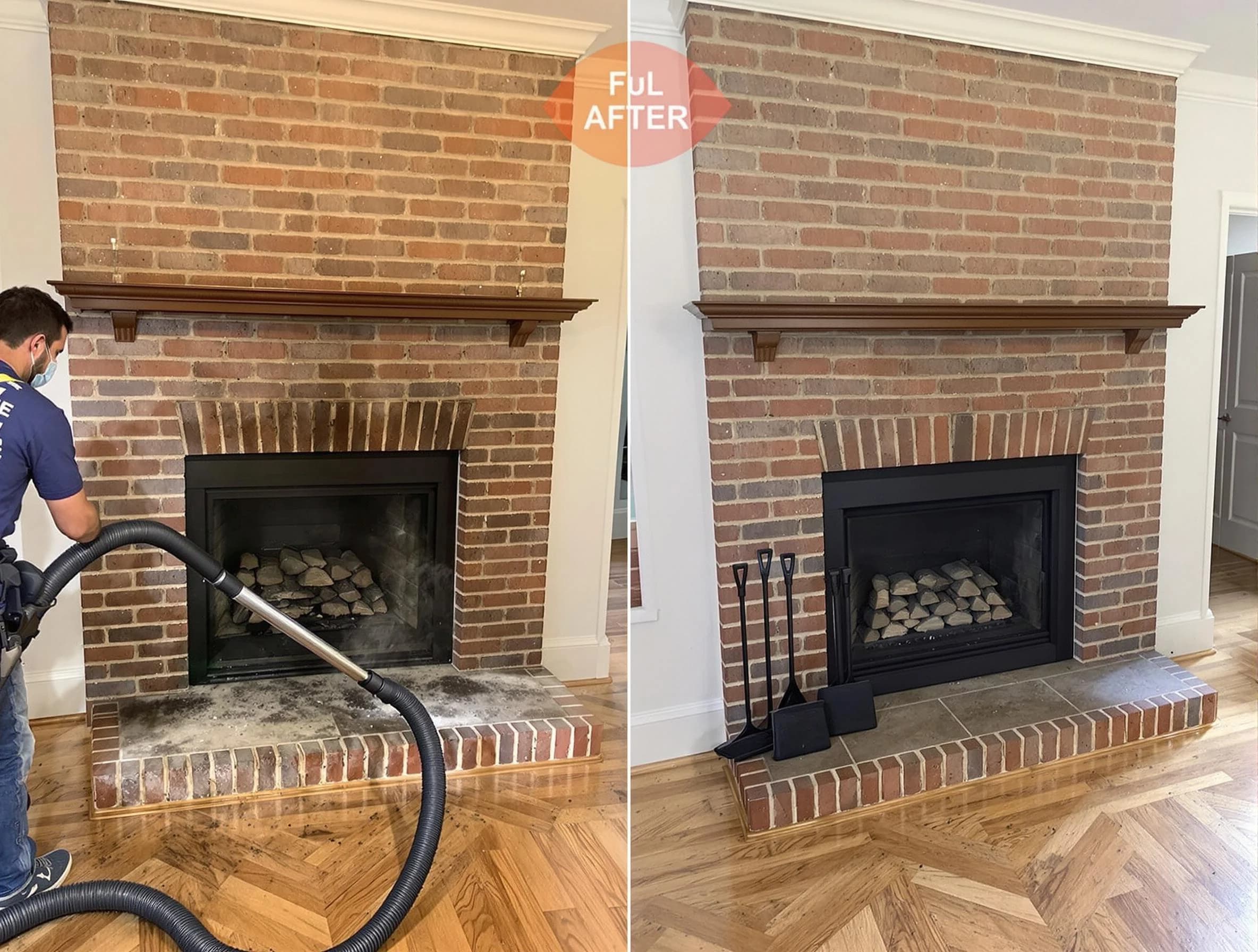 Mableton Chimney Sweep carefully sanitizing a fireplace in Mableton, GA