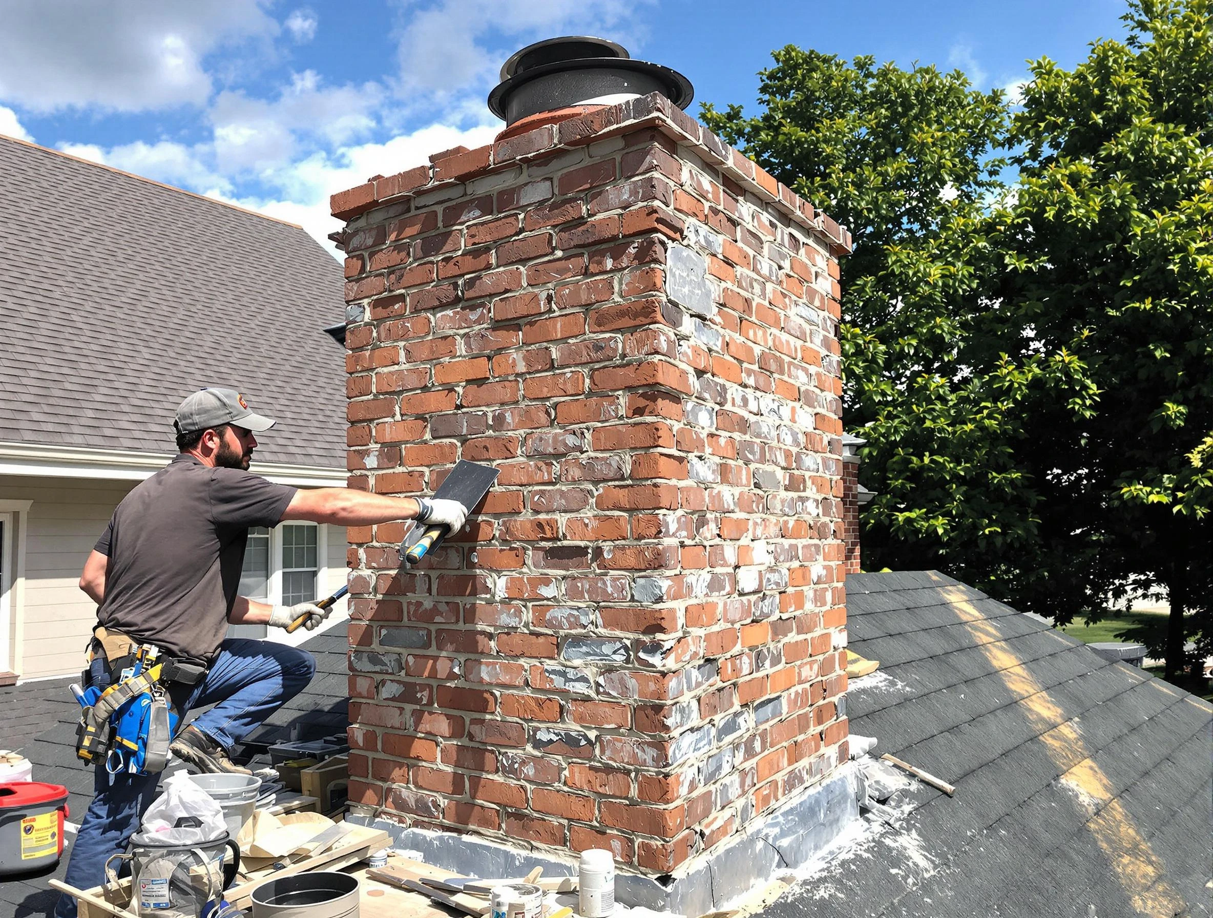 Completed chimney rebuild by Mableton Chimney Sweep in Mableton, GA