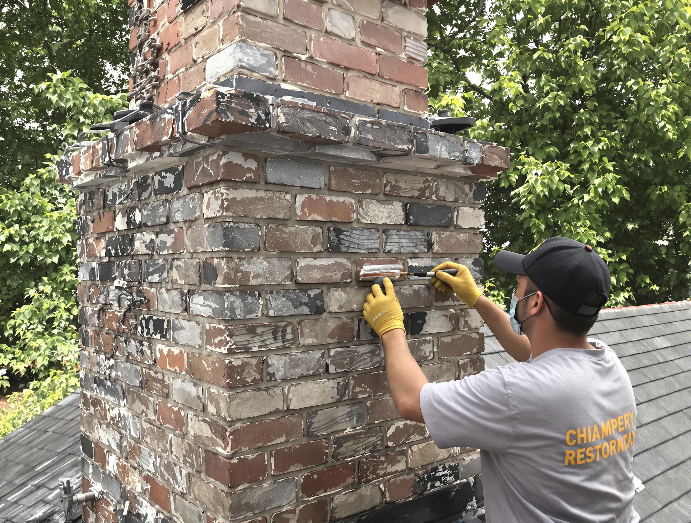 In-progress chimney restoration by Mableton Chimney Sweep in Mableton, GA