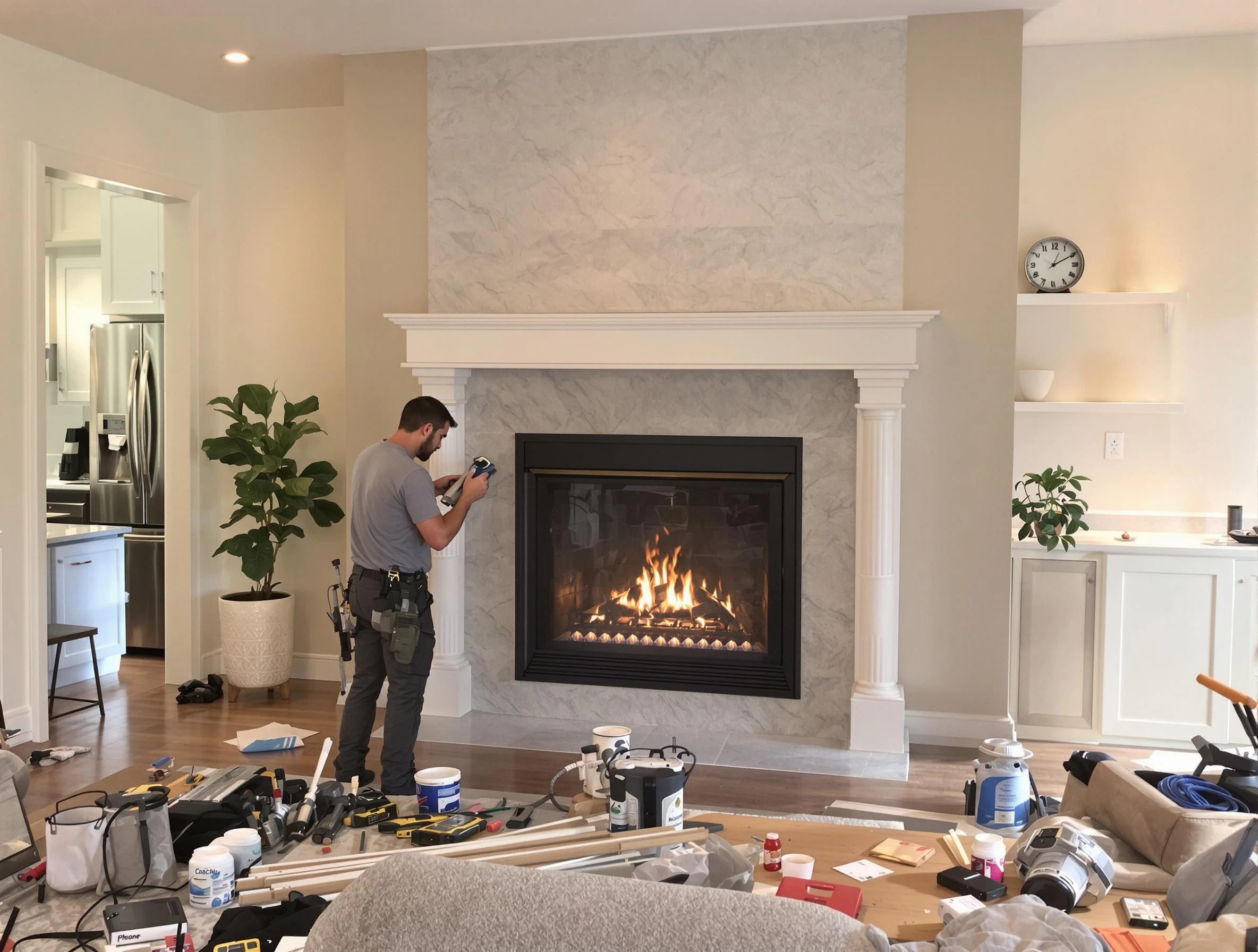 Newly installed fireplace by Mableton Chimney Sweep in Mableton, GA