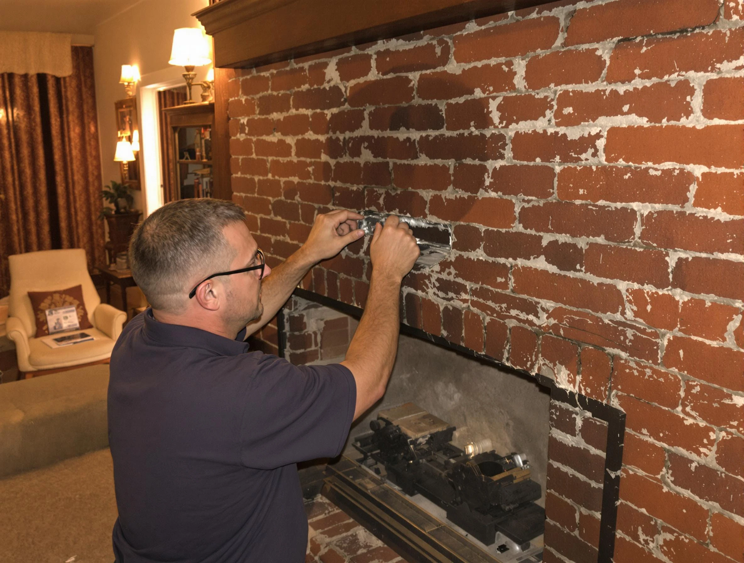 Mableton Chimney Sweep expert fixing a fireplace in Mableton, GA